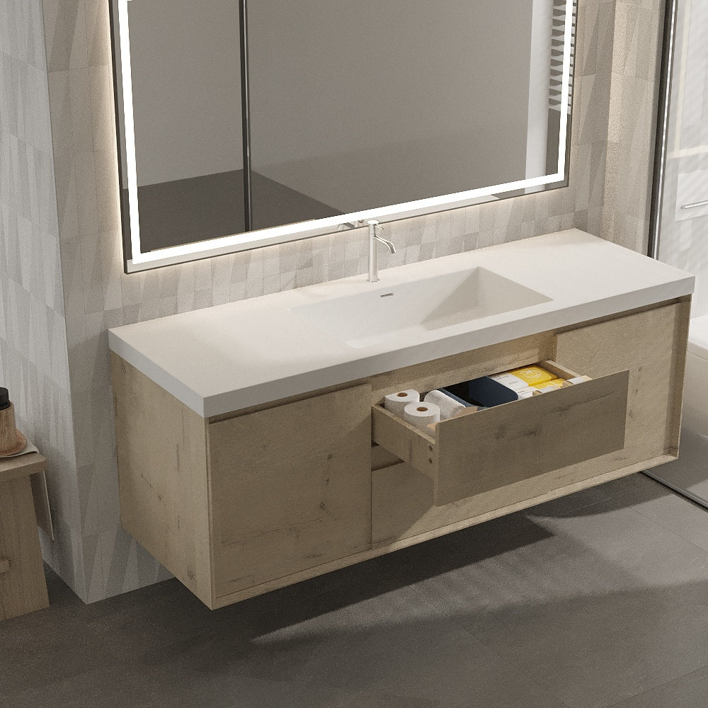 Apollo Collection 60"inches Single Vanity with acrylic countertop
