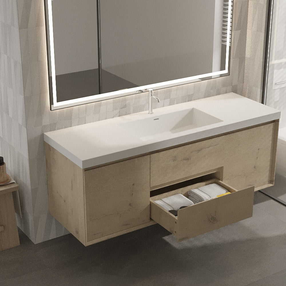 Apollo Collection 60"inches Single Vanity with acrylic countertop