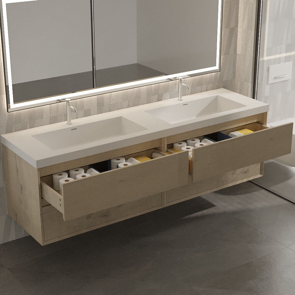 Apollo Collection 60"inches Double Vanity with acrylic countertop