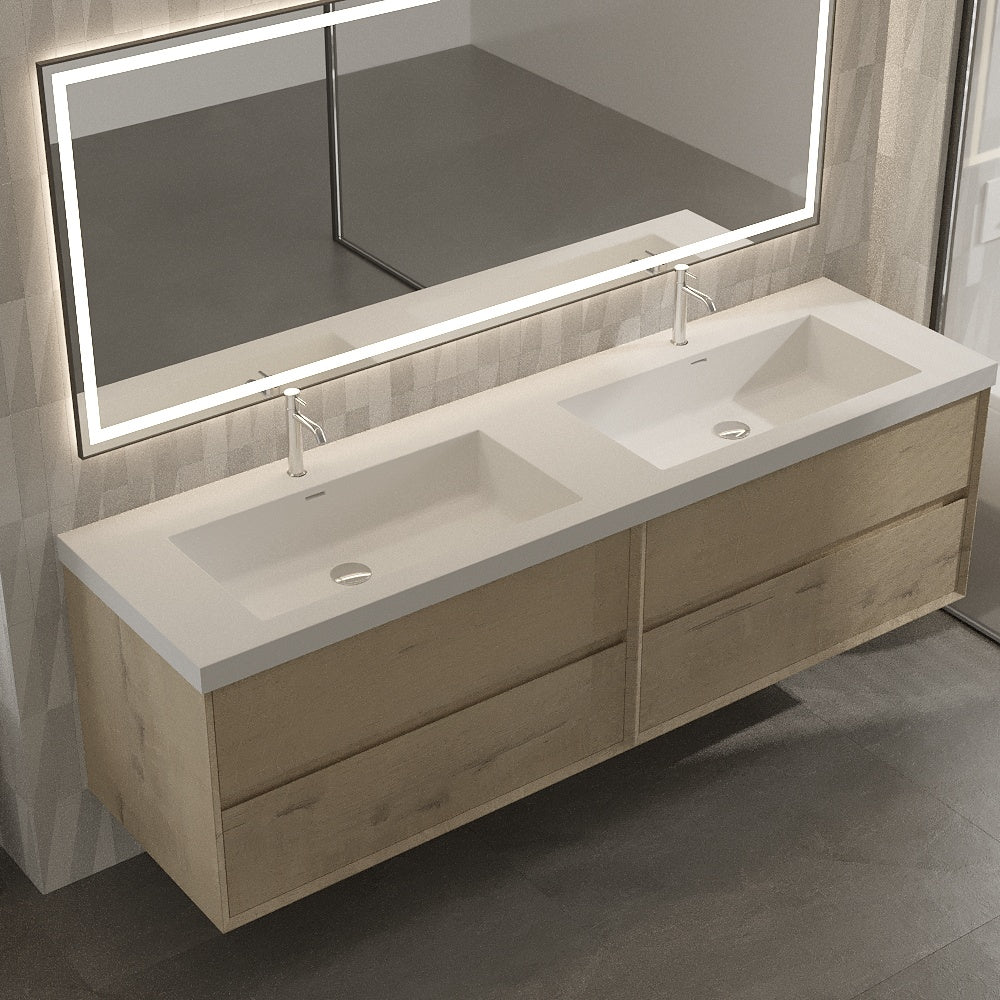 Apollo Collection 60"inches Double Vanity with acrylic countertop