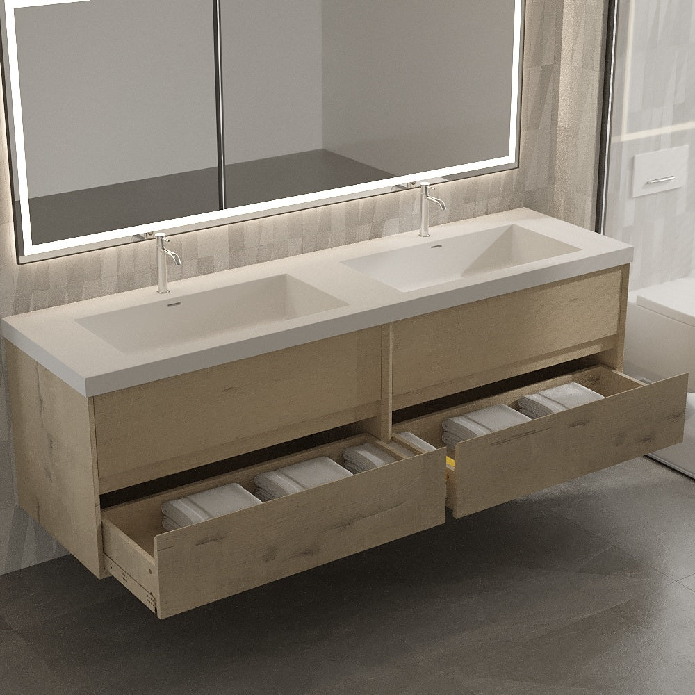 Apollo Collection 60"inches Double Vanity with acrylic countertop