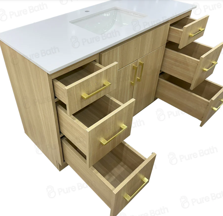 48" MDF Birch wood with Two doors and Three Drawers on each side