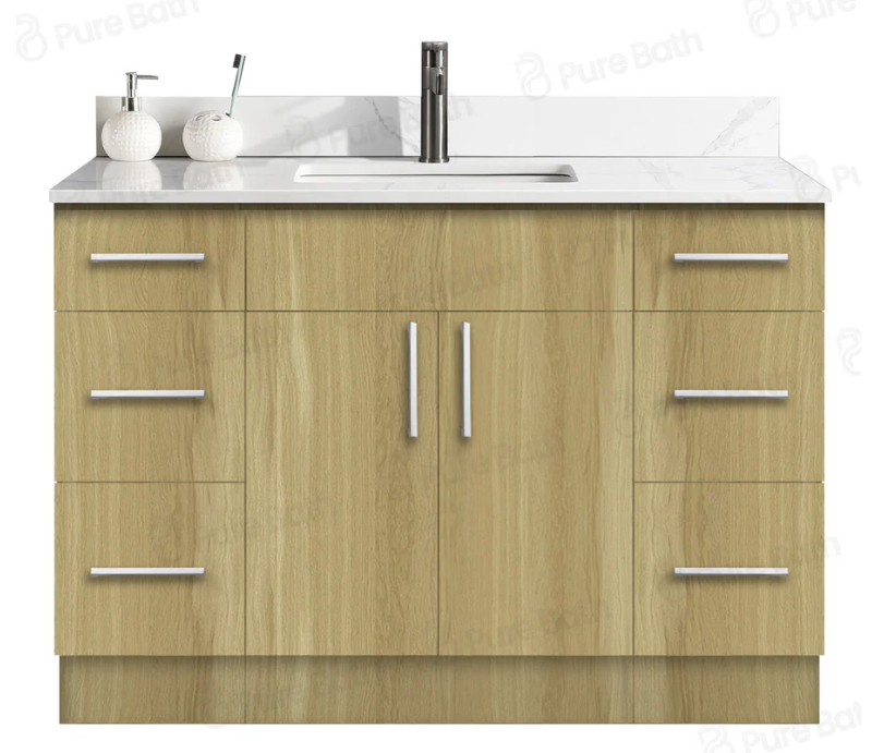 48" MDF Birch wood with Two doors and Three Drawers on each side