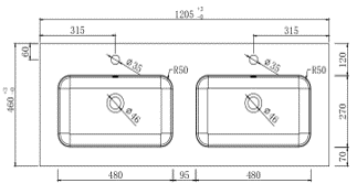 DOVE-48"inches Double Sink