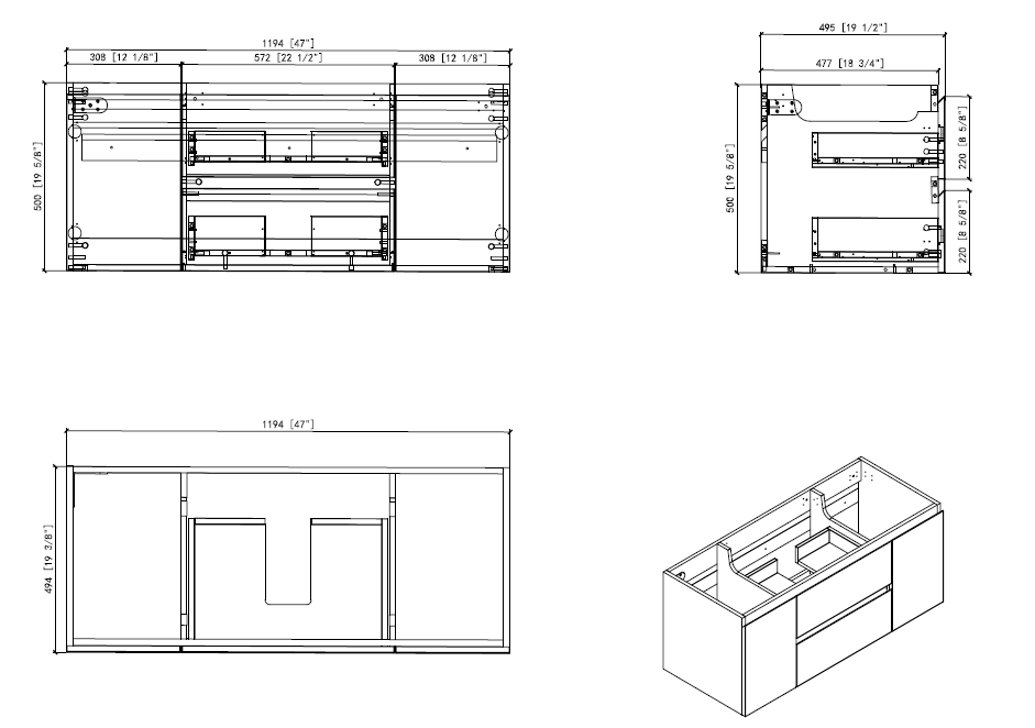 Apollo Collection 48"inches Single Vanity with acrylic countertop