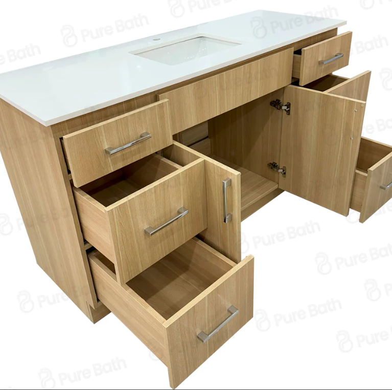 54" MDF Birch wood with Two doors and Three Drawers on each side