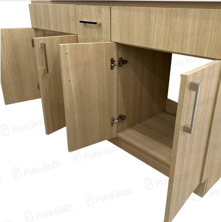 60"MDF Birch wood Double Sink with Three Drawers in center