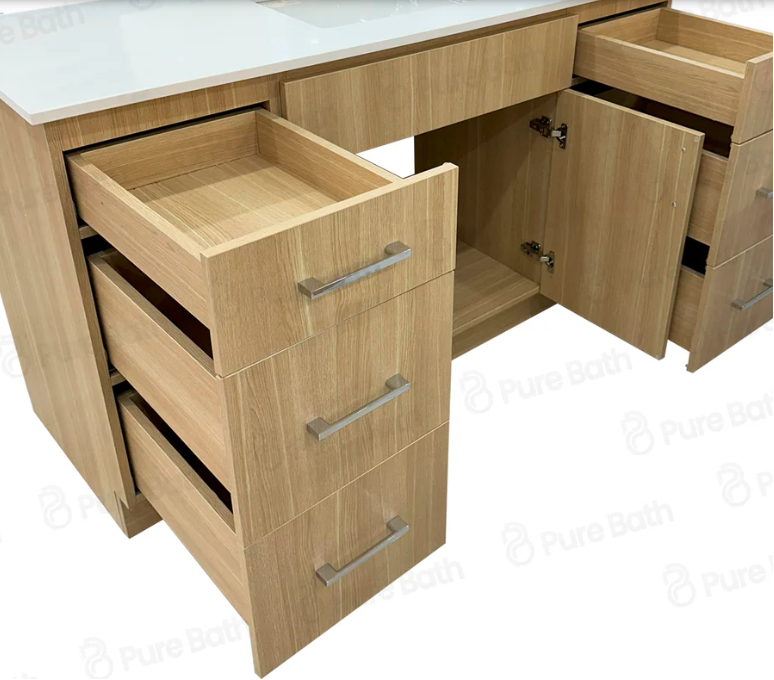 54" MDF Birch wood with Two doors and Three Drawers on each side