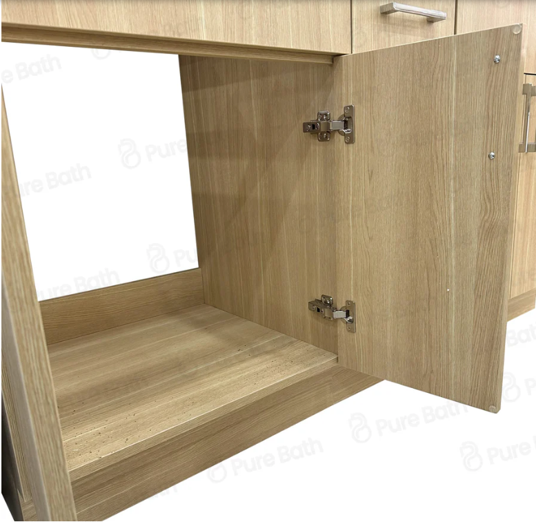 60"MDF Birch wood Double Sink with Three Drawers in center
