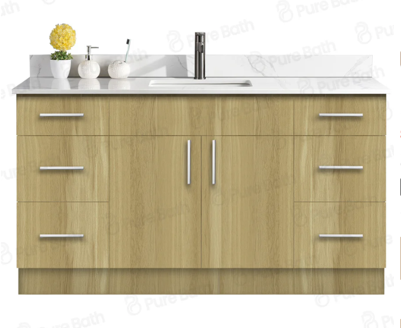 54" MDF Birch wood with Two doors and Three Drawers on each side