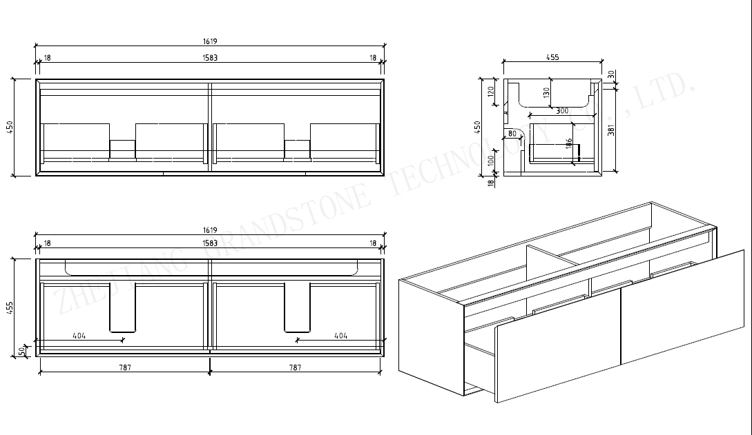DOVE-64" inches Double Sink