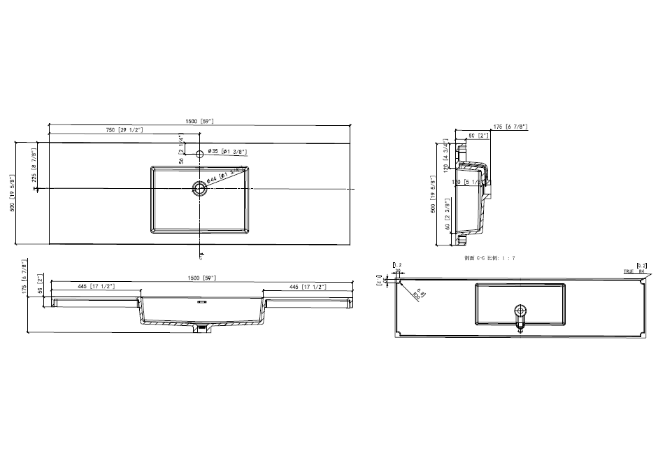 MOB Collection 60"inches Single Vanity with acrylic countertop