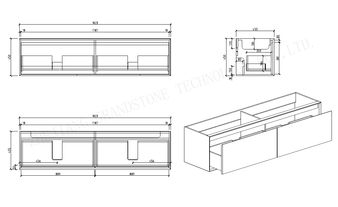 DOVE-72" inches Double Sink