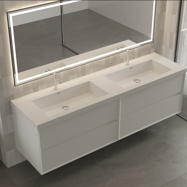 Apollo Collection 60"inches Double Vanity with acrylic countertop