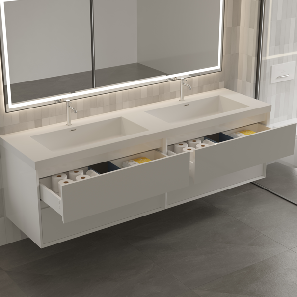 Apollo Collection 60"inches Double Vanity with acrylic countertop