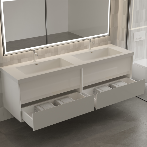 Apollo Collection 60"inches Double Vanity with acrylic countertop