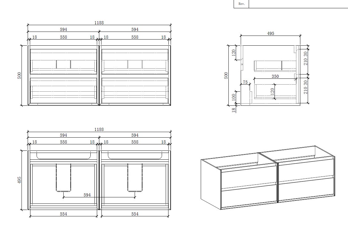 MOB Collection 48"inches Double Vanity with acrylic countertop