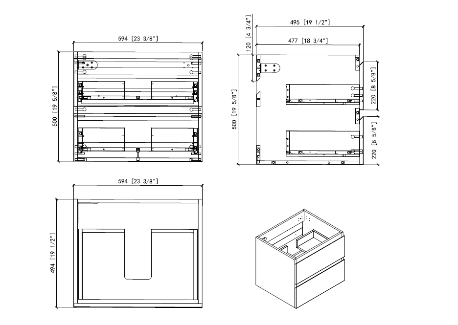 Angle 24" inches Single vanity with acrylic countertop