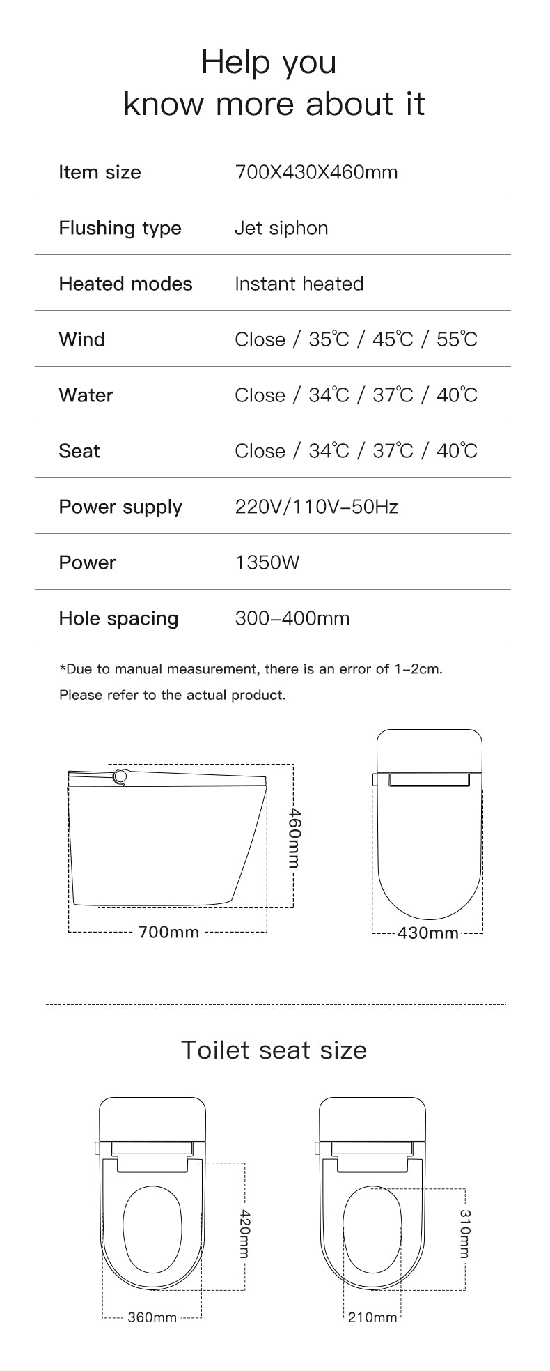 U5-High Smart Toilet(Sliver Cover)