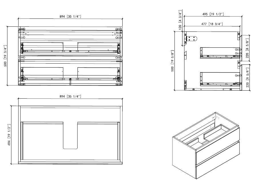 Angle 36"inches Single Vanity with acrylic countertop