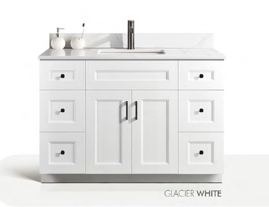 Solid Wood Vanities Size 48"with 2 doors and 6 drawers(3 drawers on each side) with Quartz countertop