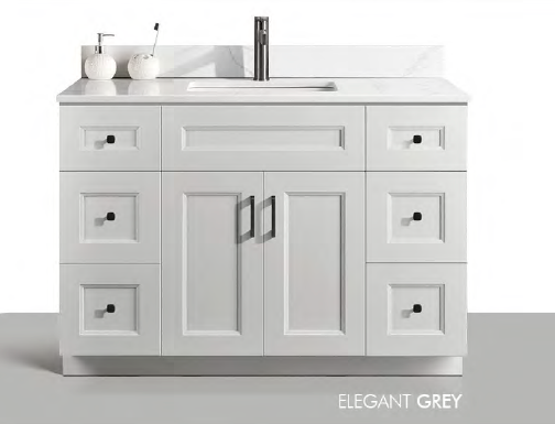 Solid Wood Vanities Size 48"with 2 doors and 6 drawers(3 drawers on each side) with Quartz countertop