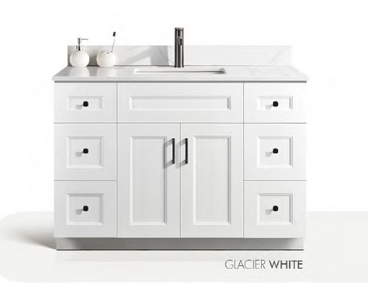 Solid Wood Vanities Size 48"with 2 doors and 6 drawers(3 drawers on each side) with Quartz countertop