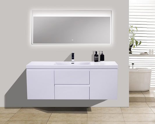 Angle 60"inches Single Vanity with acrylic countertop