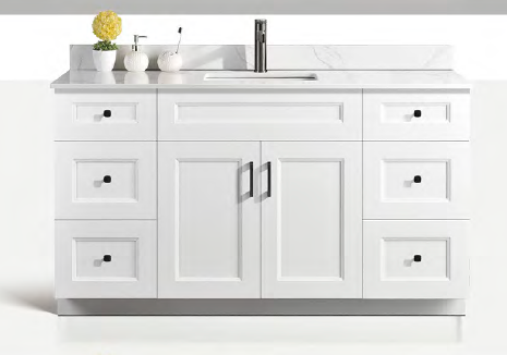 Solid Wood Vanities Size 54"with 2 doors and 6 drawers(3 drawers on each side) with Quartz countertop