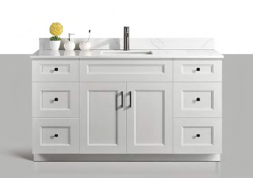 Solid Wood Vanities Size 60" Single Sink with 2 doors and 6 drawers(3 drawers on each side) with Quartz countertop