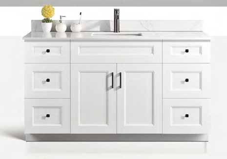 Solid Wood Vanities Size 60" Single Sink with 2 doors and 6 drawers(3 drawers on each side) with Quartz countertop