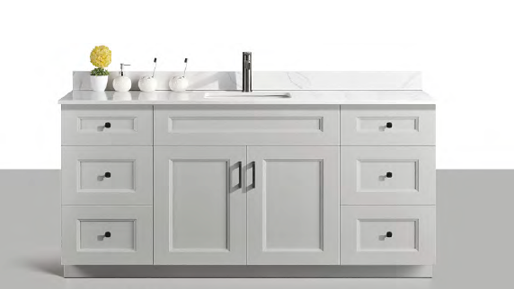 Solid Wood Vanities Size 72" Single Sink with 2 doors and 6 drawers(3 drawers on each side) with Quartz countertop