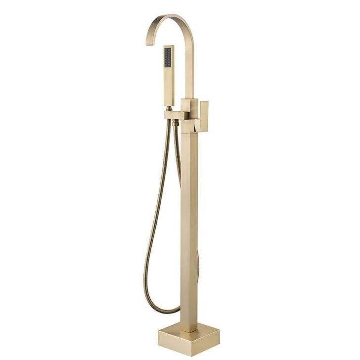 Modern Freestanding Waterfall Tub Filler with Handheld Shower
