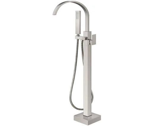 Modern Freestanding Waterfall Tub Filler with Handheld Shower